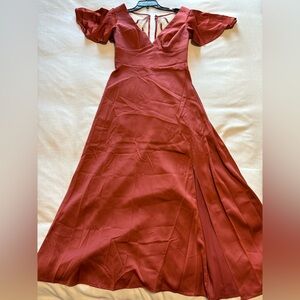 Azazie Terracotta Short Sleeve Bridesmaids Dress